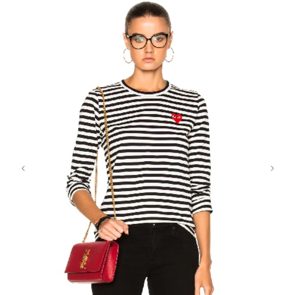 Comme des Garçons RED HEART LONGSLEEVED T-SHIRT BLACK & WHITE SM - Picture 1 of 10